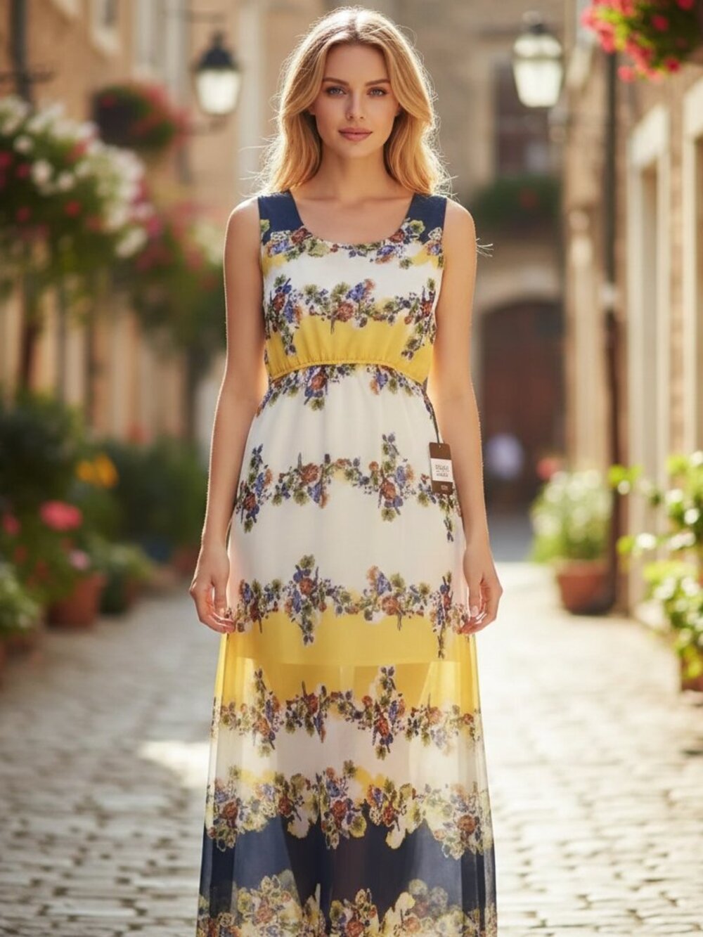 BOHO Summer Maxi Dress Yellow Floral Dress Summer Dresses for Women Relaxed fit